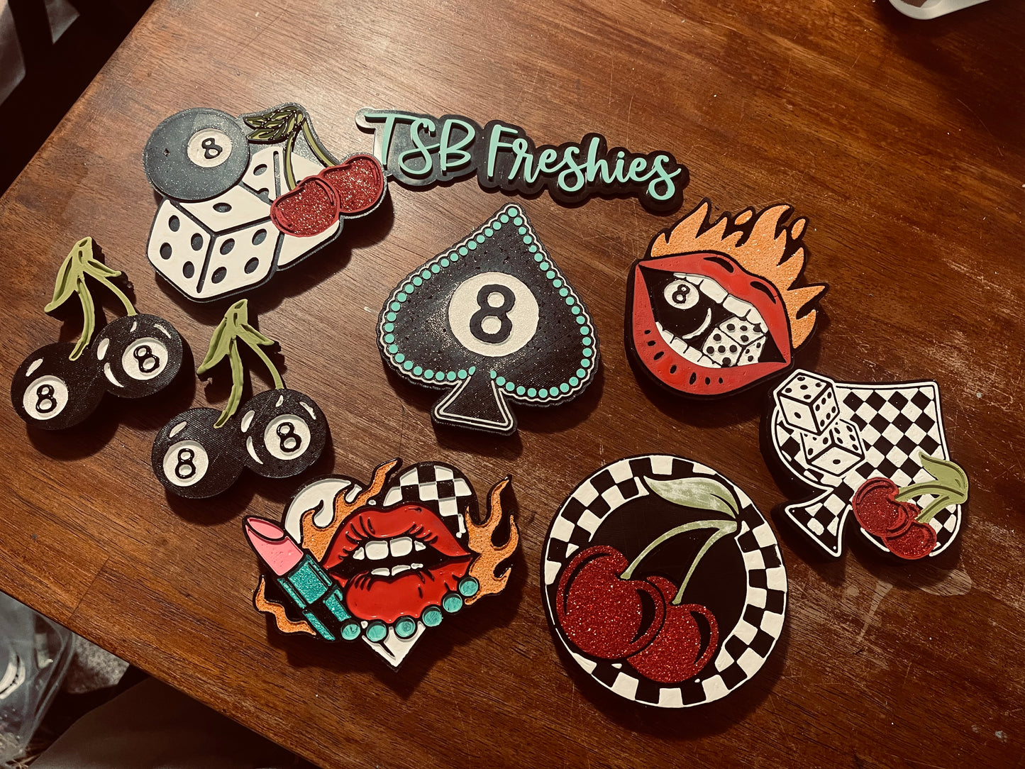 8 Ball with Dice and Cherries