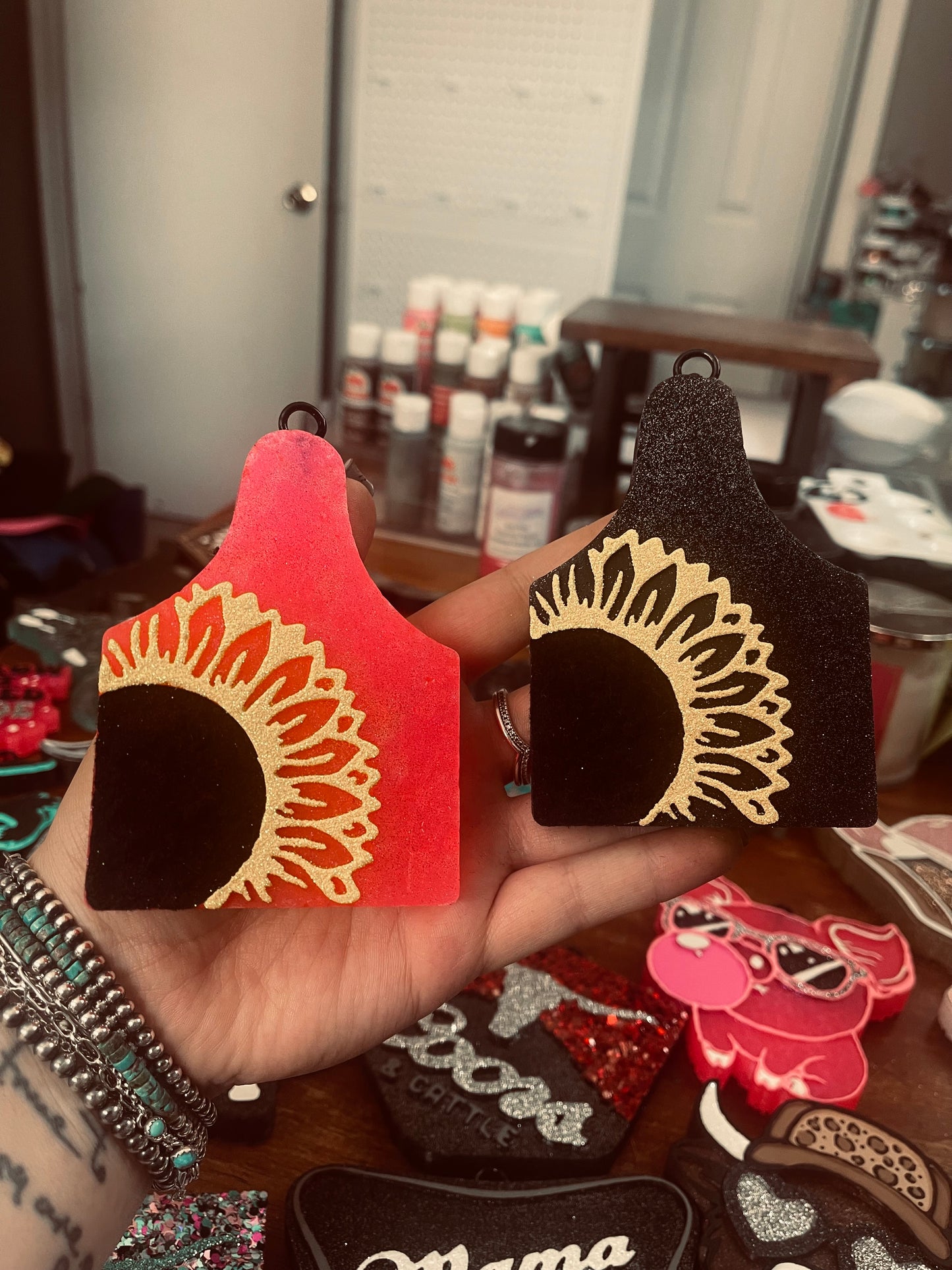 Cow Tag with Sunflower
