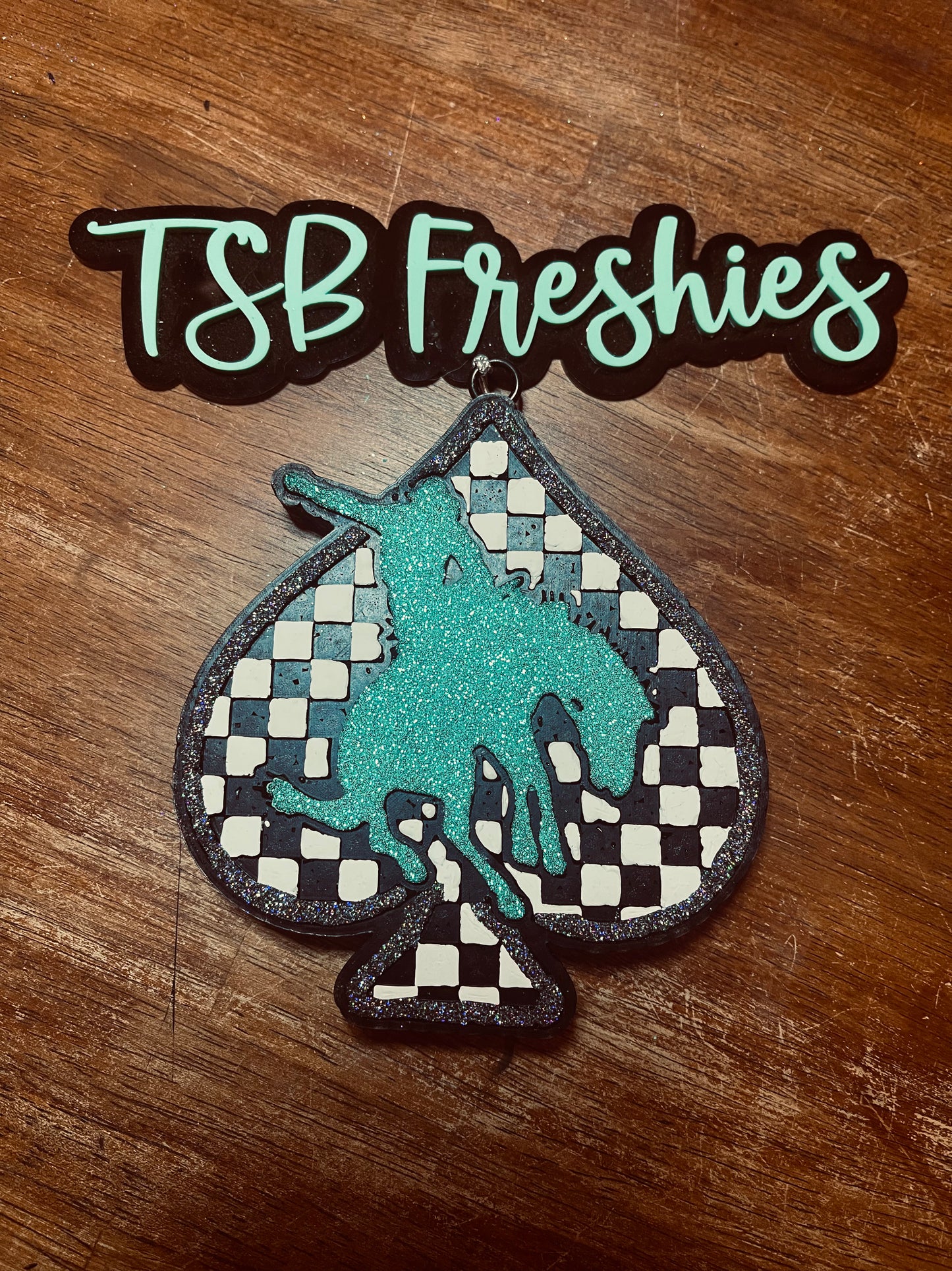 Checkered Spade with Bronc Rider