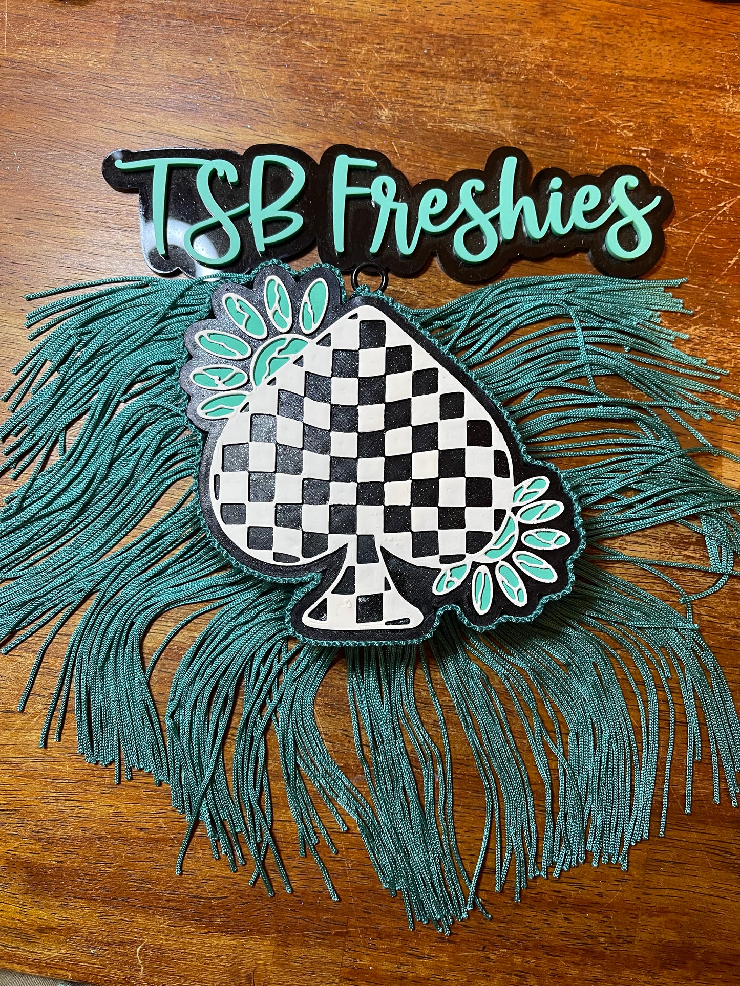 Checkered Spade with Turquoise Blossom