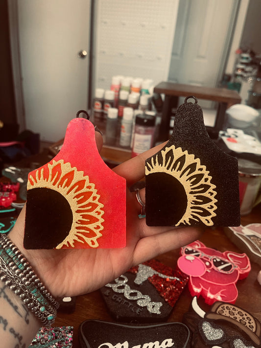 Cow Tag with Sunflower