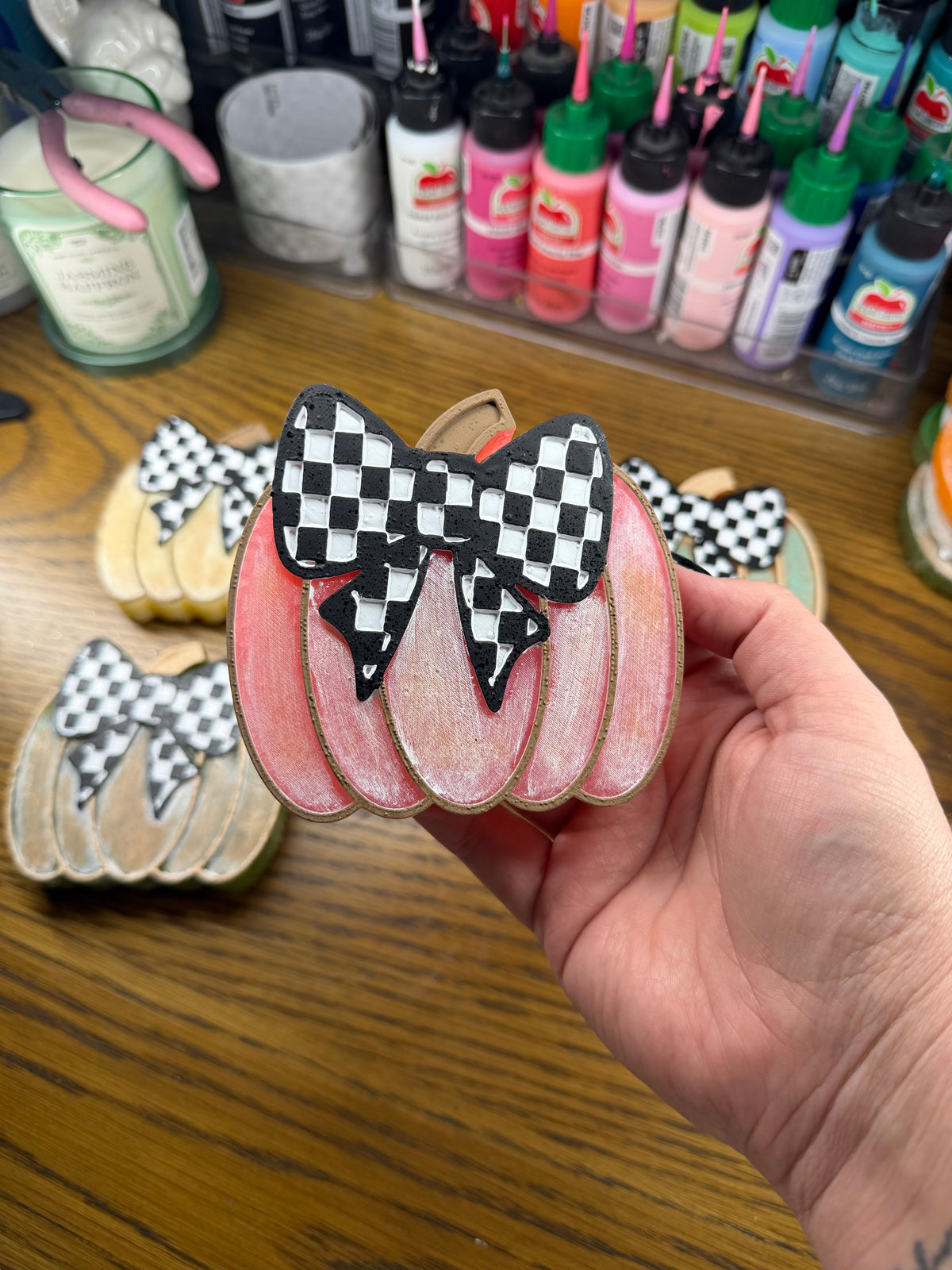 Checkered Bow Pumpkin
