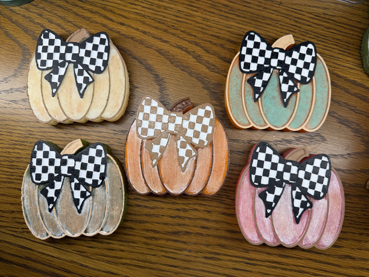 Checkered Bow Pumpkin