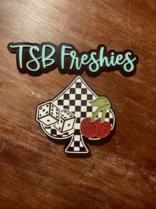 Checkered Spade with Dice and Cherries