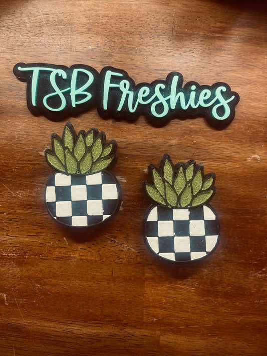 Checkered Succulent Vent Clips
