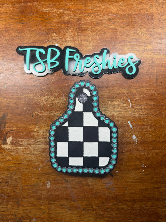 Checkered Cow Tag