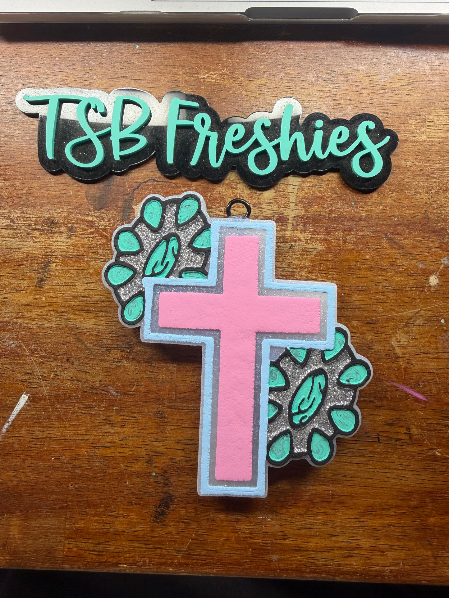 Cross with Turquoise Blossoms