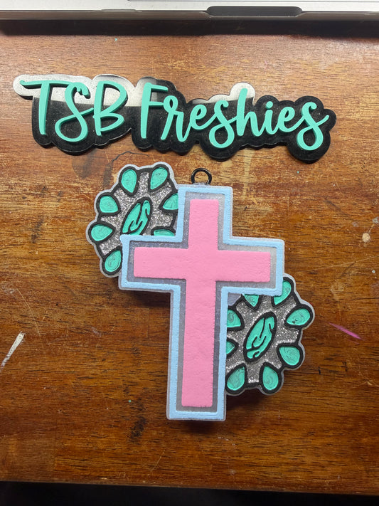 Cross with Turquoise Blossoms