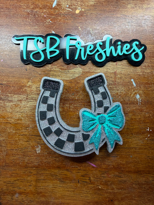 Checkered Horseshoe with Bow