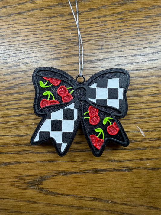 Checkered Bow with Cherries