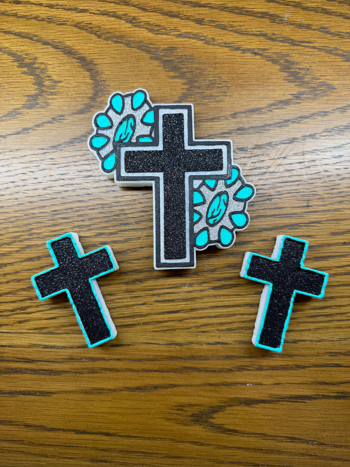 Cross with Turquoise Blossoms
