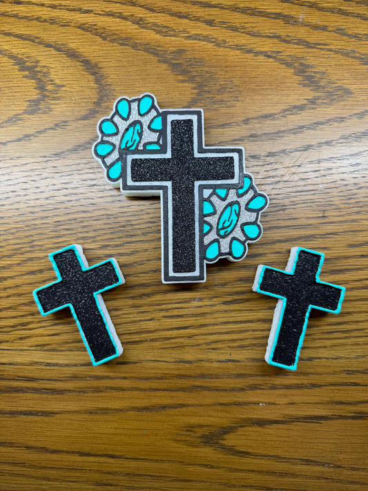 Cross with Turquoise Blossoms