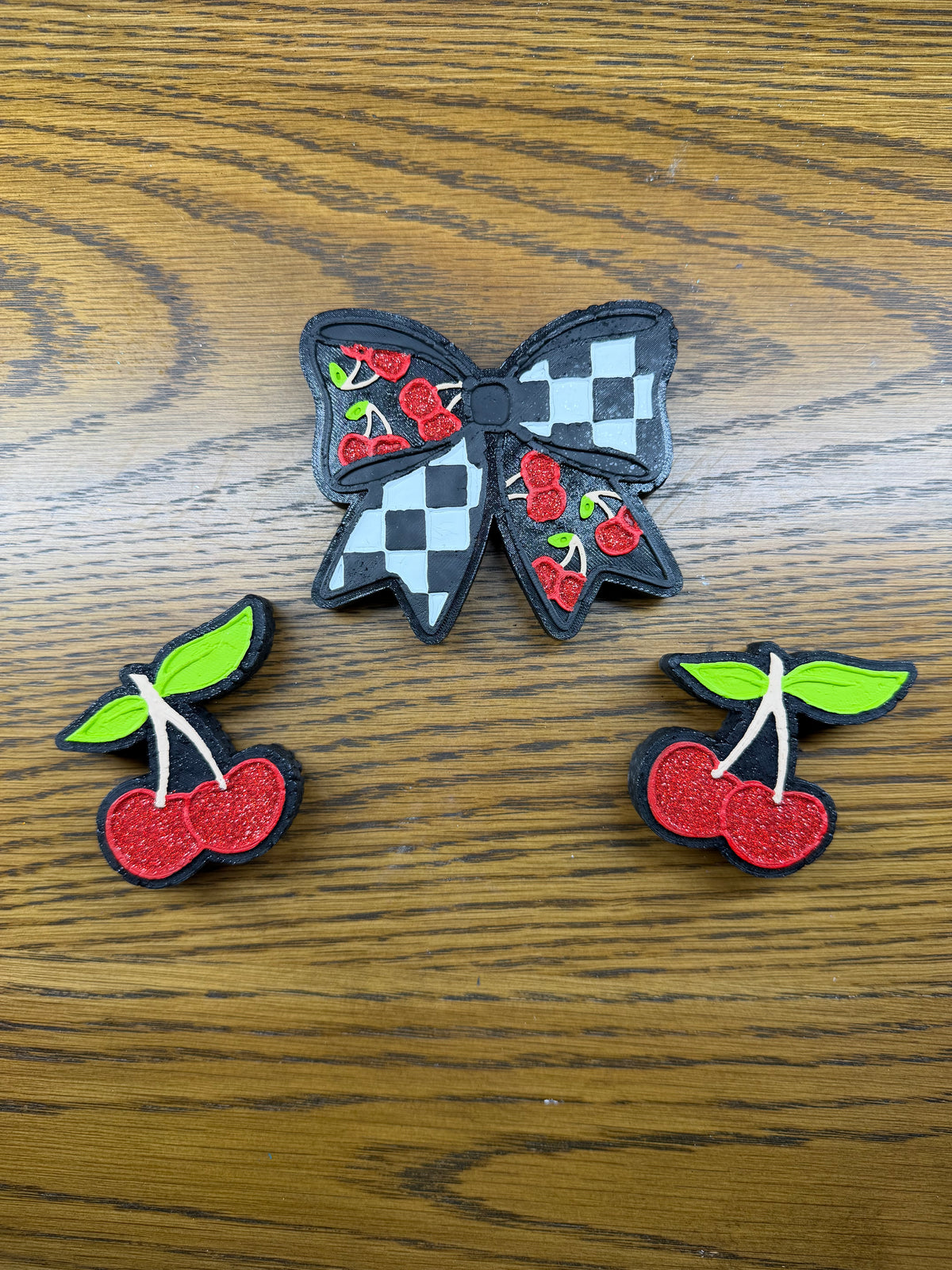 Checkered Bow with Cherries